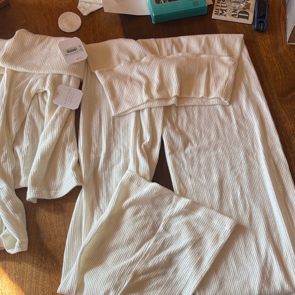 Altar'd State Cream Ribbed Off-Shoulder Set - Picture 2 of 3